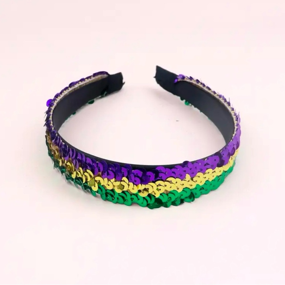 Sequin Headband in Purple, Gold, and Green